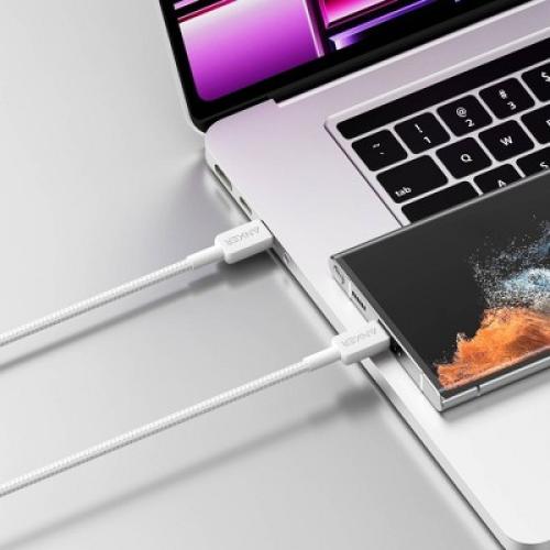 Anker 6' 60W Braided USB-C to USB-C Max Fast Charging Cable - White
