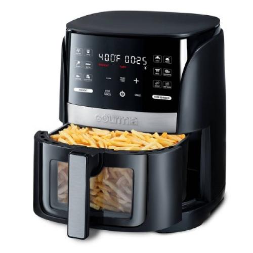 Gourmia 6-Qt Digital Window Air Fryer with 12 Presets & Guided Cooking Black: Stainless Steel, 1-Year Warranty ‼️has stains and scratches ‼️