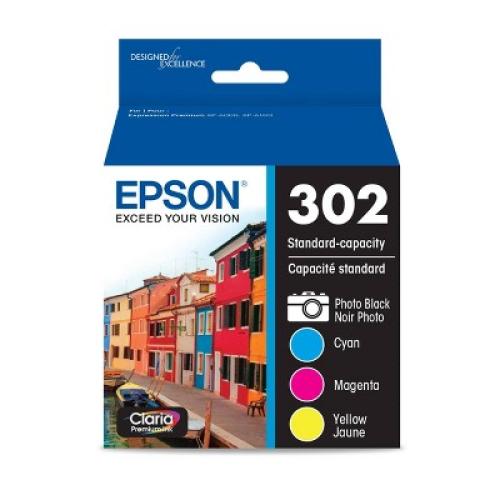 Epson 302 Black, C/M/Y 4pk Ink Cartridges - Black, Cyan, Magenta, Yellow (T302520-CP)