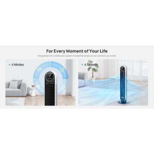 Dreo Nomad 36 Quiet Bladeless Oscillating Tower Fan Black/Silver