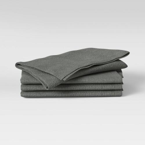 4pk Cotton Easy Care Napkins Gray - Threshold™: Solid Traditional Cloth Napkins, Machine Washable,