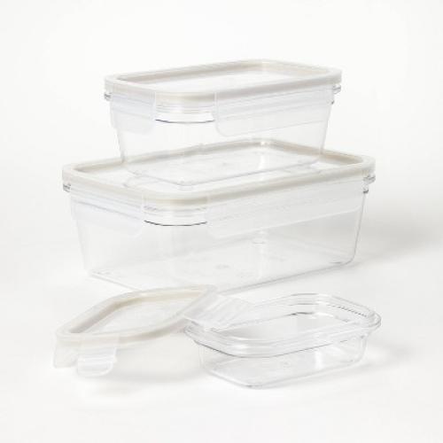 6pc (set of 3) Tritan Plastic Rectangle Food Storage Container Set Clear - Figmint™: BPA-Free, Stackable, Dishwasher-Safe