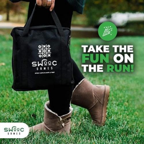 SWOOC Games - Giant Tic Tac Toe Outdoor Game | 3ft x 3ft | Instant Setup, No Assembly | Bean Bag Toss Outdoor Games For Kids 8-12 | Giant Yard Games