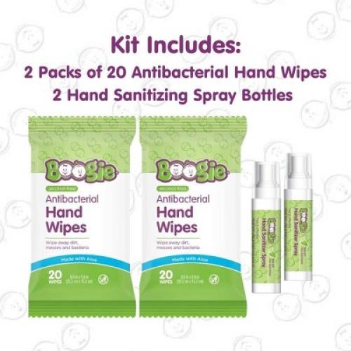 2. Pack ...Boogie Antibacterial Clean Hand Wipes and Sanitizer Spray Kit - 4ct