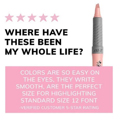 BIC Brite Liner Grip Pastel Highlighters Chisel Tip Assorted Pastel Colors 2 pack.   (GBLDP61S-AST)