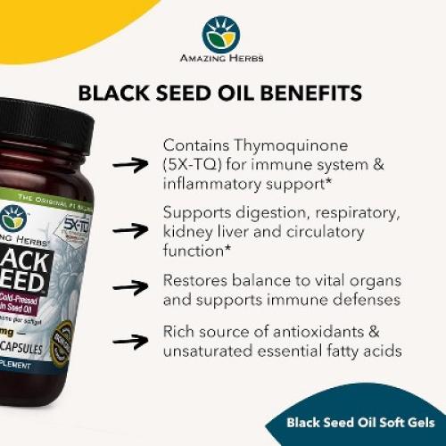 Amazing Herbs Black Seed 500mg Softgels, 90 Ct