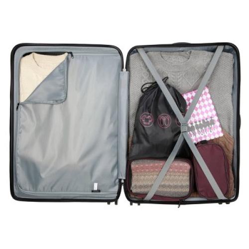 Skyline Hardside Large Checked Spinner Suitcase - Sea Moss: 8 Wheels, Telescoping Handle