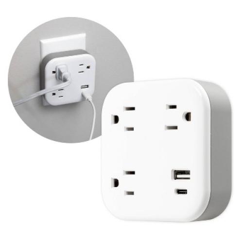GE 3-Outlet Surge Tap with USB 980J 1 USB-A 1 USB-C 3.4A 17W White