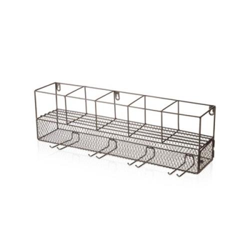 True Wall Mounted Wire Wine Rack with Cork Cage, Stemware Holder, Holds 5 Bottles & 4 Wine Glasses