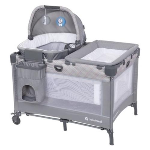 Baby Trend Lullaby Nursery Suite EZ-Fold Playard with Portable Rocking Lounger - Madrid Plaid