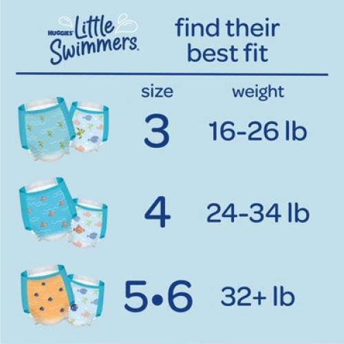 Size 4 - M - 18ct Huggies Little Swimmers Baby Swim Disposable Diapers