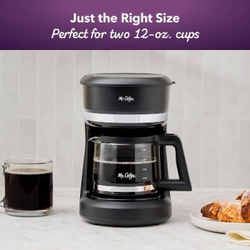 Mr. Coffee 5-Cup Switch Coffee Maker Black: Small Drip Coffee Machine, Electric, Paper Filter, 25 oz Capacity