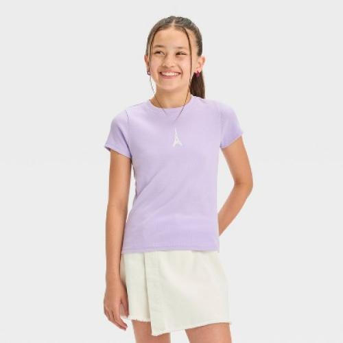 Size L Girls' Graphic Baby T-Shirt - art class ? Light Purple