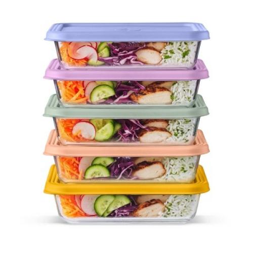 Ello Everyday Glass 4.5c 10pc Meal Prep Food Storage Container Set