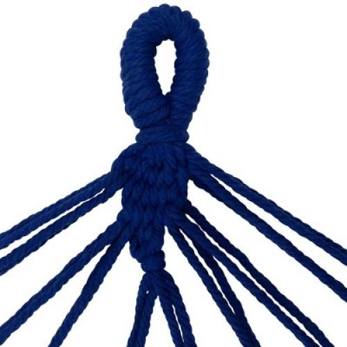Northlight Hammock with Netted Fringe and Wooden Bars - 100 x 41 - Blue
