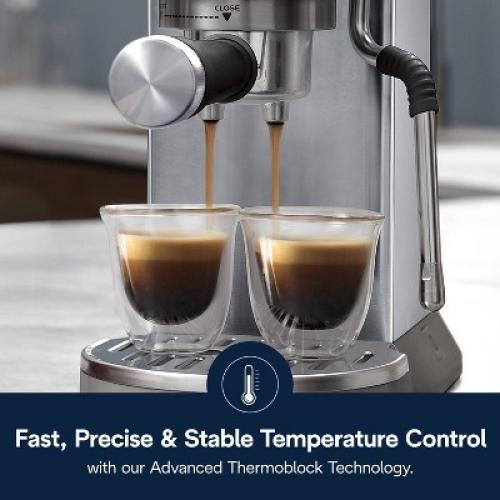 DeLonghi Dedica Duo Espresso and Cold Brew Machine with Milk Frother for Hot & Iced Coffee, Cappuccinos, Lattes & More Stainless Steel