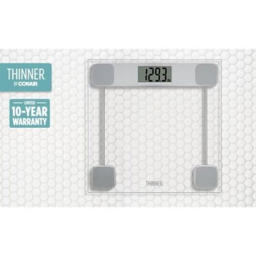 Clear Glass Weight Scale Silver - Thinner: Digital Bathroom Scale with LCD Display, 400 lb Capacity