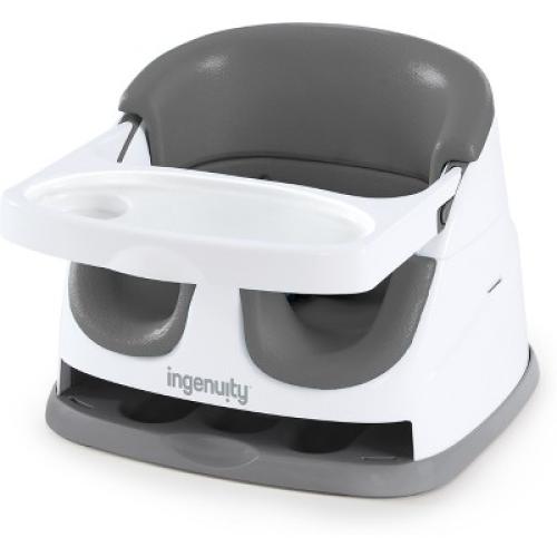 Ingenuity Baby Base 2-in-1 Booster Feeding and Floor Seat with Self-Storing Tray - Slate