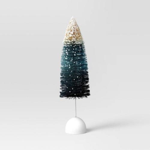 Christmas Large  and Medium Blue Ombre Glittered Bottle Brush Tree - Threshold™ (Set of 2, See the picture)