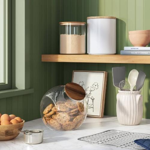 105 oz Canister Wood Top Medium Clear - Threshold