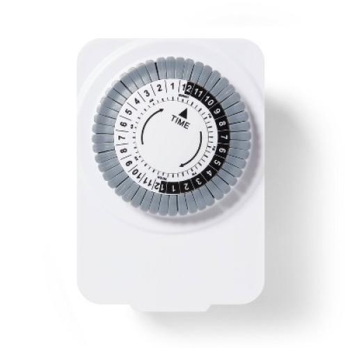 Indoor 2 Polarized Outlet Timer White - Dealworthy™: Light Timer for Indoor Use, 2 Outlets, 13 Amps, 1-Year Warranty