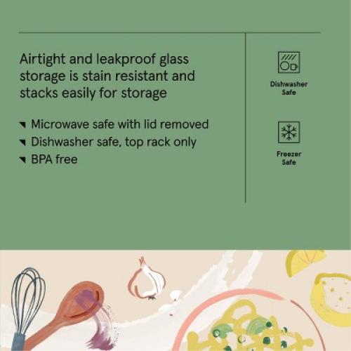8 Cup Glass Food Storage Container Clear - Figmint™: Glass Container with Lid, Dishwasher & Microwave Safe