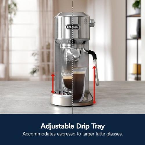 DeLonghi Dedica Duo Espresso and Cold Brew Machine with Milk Frother for Hot & Iced Coffee, Cappuccinos, Lattes & More Stainless Steel