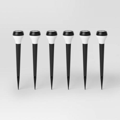6pk Round Solar LED Outdoor Path Lights Matte Black - Room Essentials™