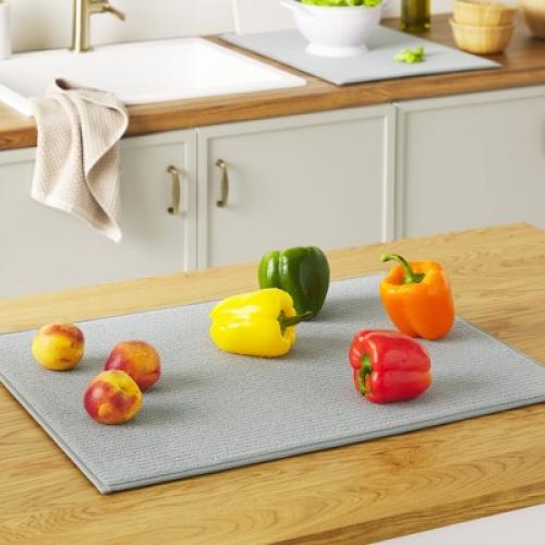 KitchenAid Micro Rib Set of 2 Solid Dish Drying Mats Gray