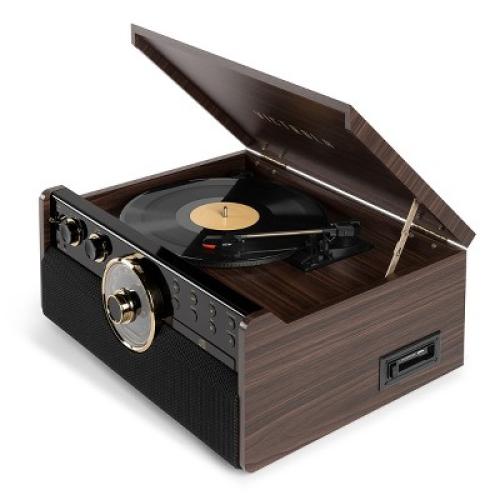 Victrola Empire 7-in-1 Bluetooth Record Player with 3-Speed Turntable, CD, Cassette Player and Radio (Espresso)