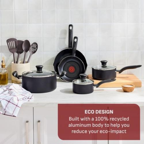 T-fal 2pc Frying Pan Set, Simply Cook Nonstick Cookware Black