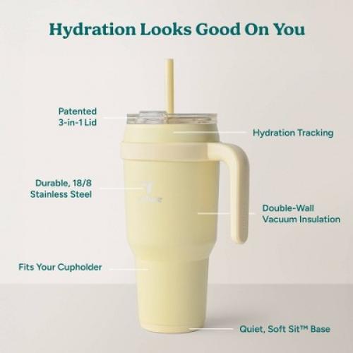 Reduce 40oz Cold1 Vacuum Insulated Tumbler Mug Light Yellow: Dishwasher-Safe, Portable Drinkware