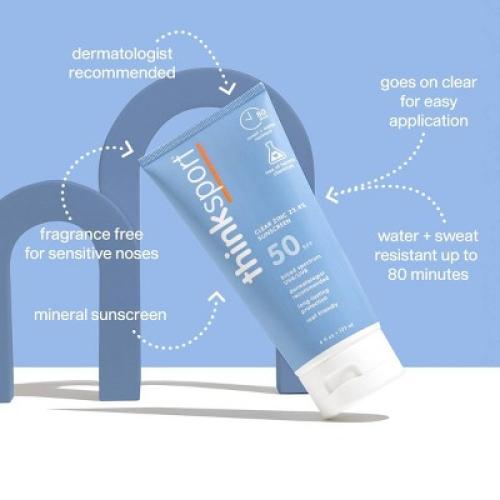 thinksport Clear Zinc Face Mineral Sunscreen Lotion - SPF 50 - 2 fl oz