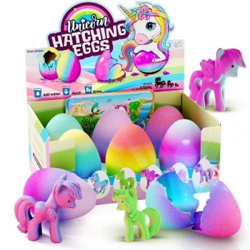 Dan&Darci Unicorn Hatching Easter Eggs - Set of 6 Magical Hatch and Grow Unicorn Toys- Stocking Stuffer for Kids, Gifts for Kids
