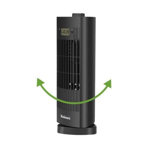 Holmes 13 Oscillating 3 Speed Mini Tower Fan with Digital Clock Black