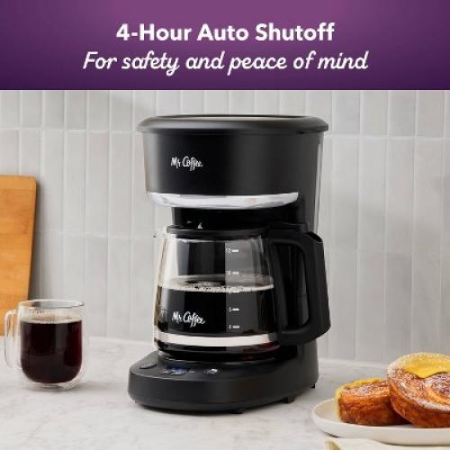 Mr. Coffee 12-Cup Programmable Coffee Maker Black: Stainless Steel Drip Machine, Dishwasher-Safe, Electric, Paper Filter
