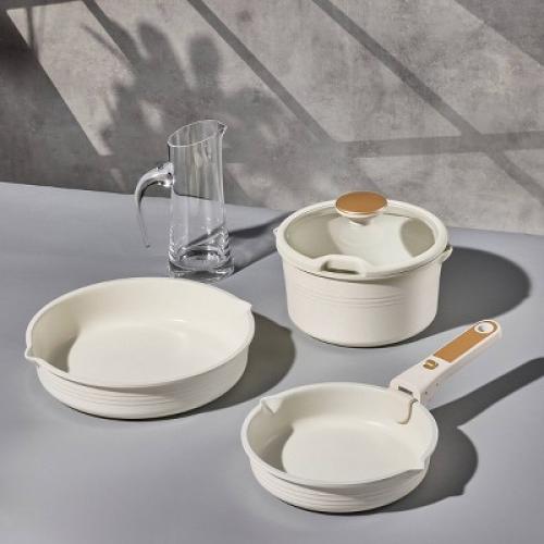 Carote 10pc Nonstick Cookware Set with Detachable Handle White
