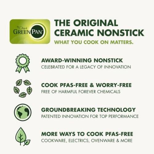GreenPan Rio Advanced 5qt Ceramic Nonstick Saute Pan with Lid Cream