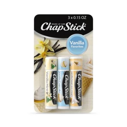 Chapstick Vanilla Favorites Lip Balm - Vanilla Mint, Vanilla Cupcake and Vanilla Bean Ice Cream Flavored - 4 pack