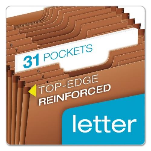 Pendaflex Heavy-Duty Expanding Open Top File 31 Pockets 1/3 Tab Letter Brown R217DHD