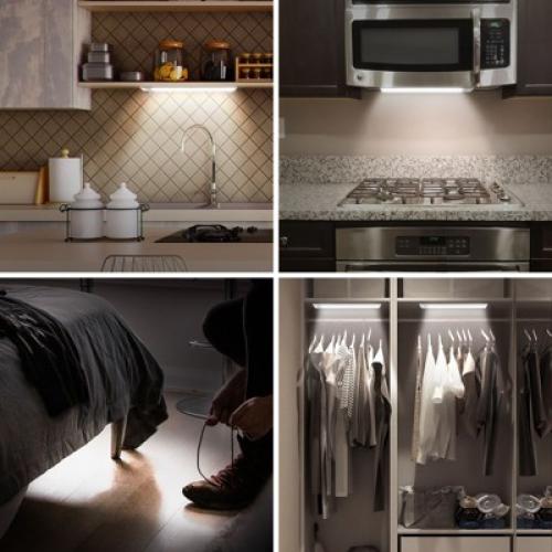 Insten Ultra Thin 37-LED Under Cabinet Light, Motion Sensor Operated, USB Rechargeable Closet Counter Lighting, Wireless Stick on Lights up Anywhere