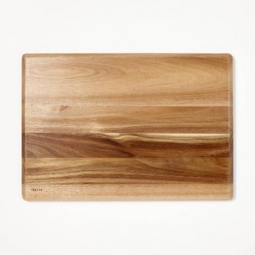 14x20 Acacia Wood Carving Board with Juice Groove Natural - Figmint™: Reversible Wooden Cutting Board, Charcuterie CHIPPED CORNER