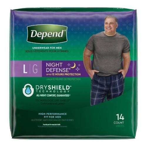 Depend Night Defense Incontinence Underwear for Men - Overnight - Large - 14ct