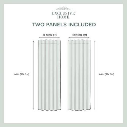 Set of 2 (84x54) Velvet Back Tab Light Filtering Window Curtain Panels Navy - Exclusive Home: Polyester, OEKO-TEX Certified