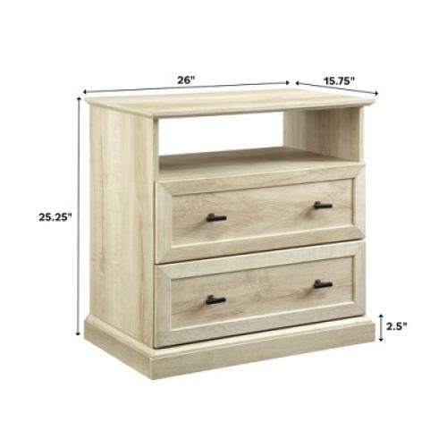 Transitional 2 Drawer Nightstand White Oak - Walker Edison