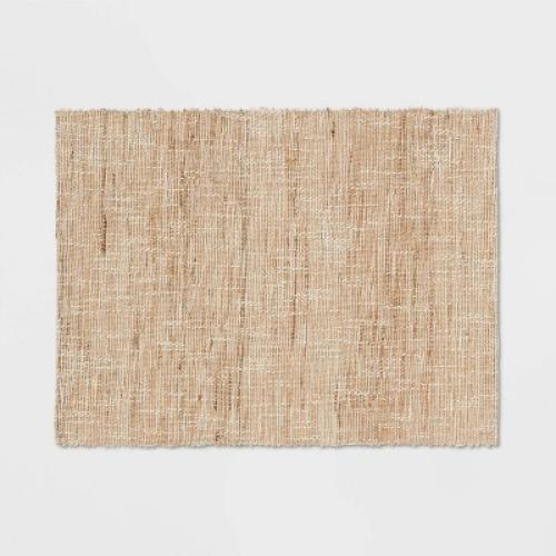 Hemp Natural Ramie Placemat - Threshold™: Rectangle Basket Weave, Spot Clean, Dining Table Accessory, 19x14 (total 5 placemats)