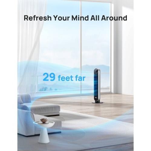 Dreo Nomad 36 Quiet Bladeless Oscillating Tower Fan Black/Silver