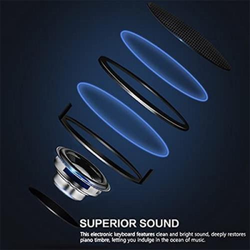 SKONYON 61-Key Beginners Electronic Keyboard Piano Set with LCD Screen, Lighted Keys, 3-Teaching Modes