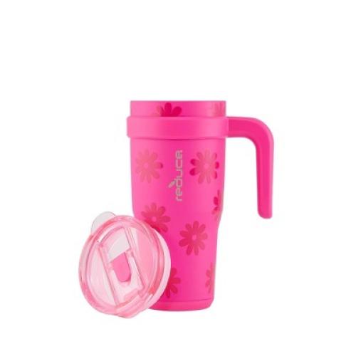 Reduce 24oz Cold1 Vacuum Insulated Stainless Steel Straw Tumbler Mug Pink: Dishwasher-Safe, Flip-Top Lid