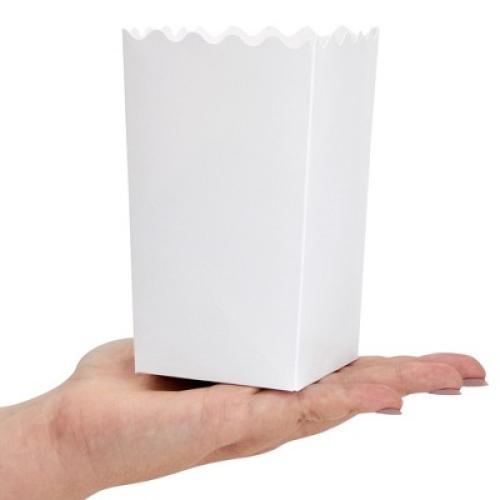 Blue Panda 100 Pack White Popcorn Boxes for Party, Bulk Paper Treat Containers for Movie Night Decorations, 3.3 x 5.5 x 3.5 in